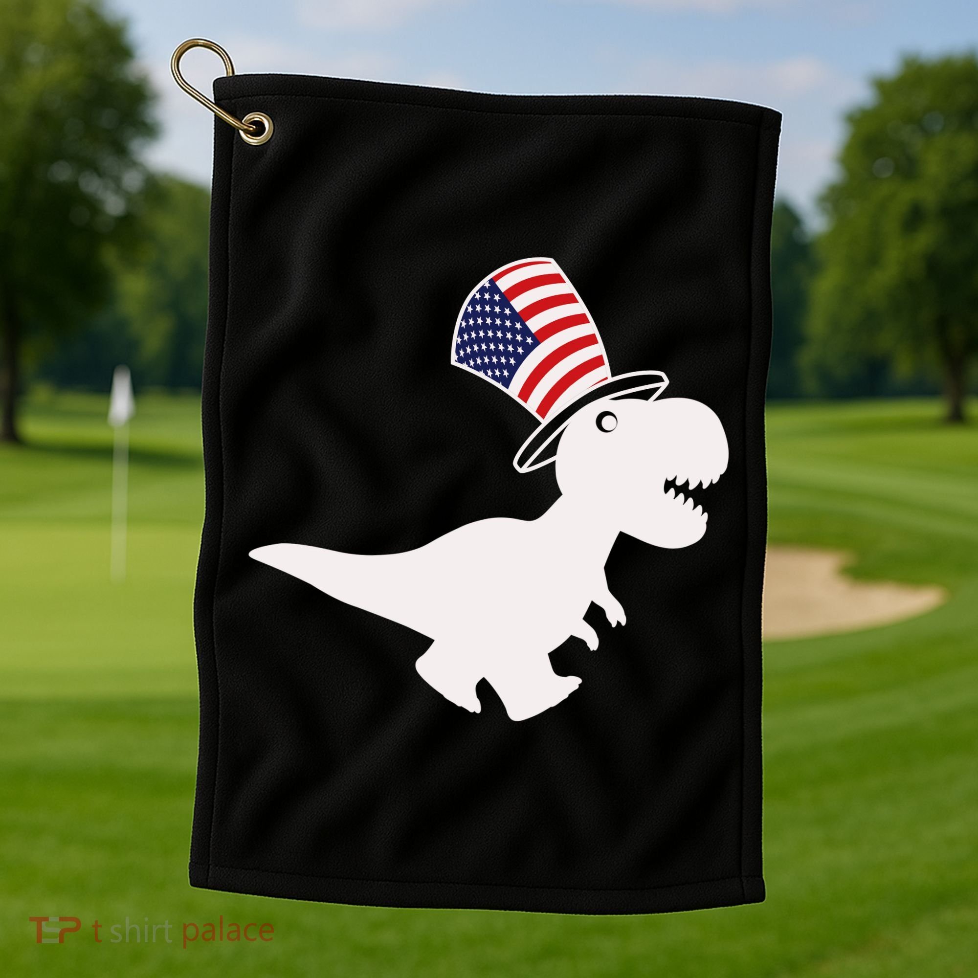 American T-Rex Dinosaur USA Flag Golf Towel