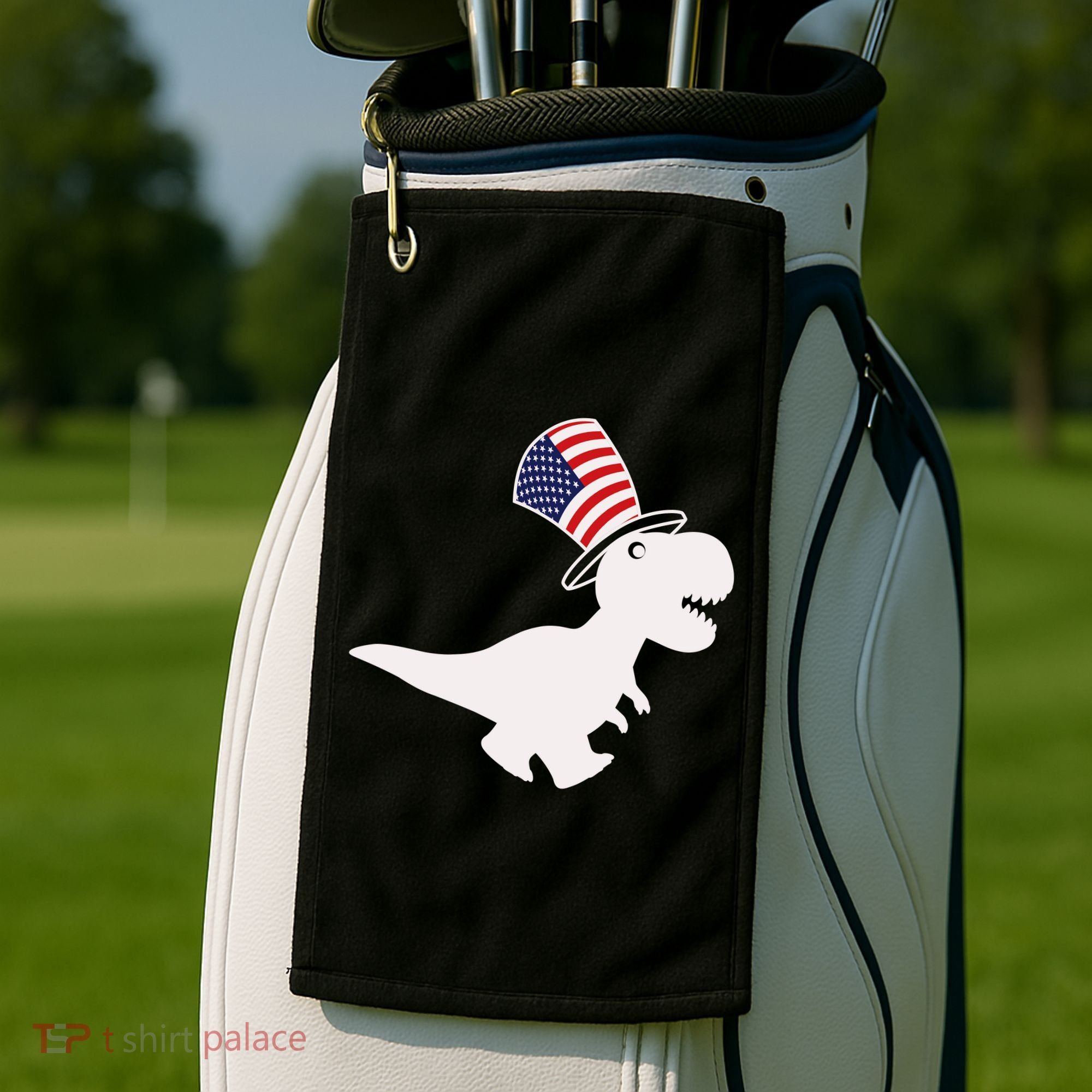 American T-Rex Dinosaur USA Flag Golf Towel