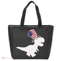 American T-Rex Dinosaur USA Flag Tote Bag thumb 0