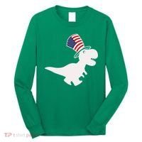 American T-Rex Dinosaur USA Flag Long Sleeve Shirt thumb 0