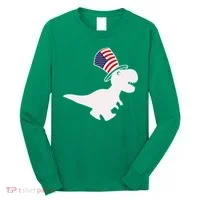 American T-Rex Dinosaur USA Flag Long Sleeve Shirt thumb 0