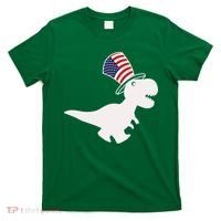 American T-Rex Dinosaur USA Flag T-Shirt thumb 0