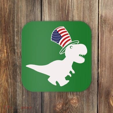 American T-Rex Dinosaur USA Flag Coaster