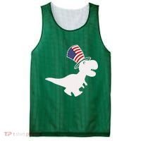 American T-Rex Dinosaur USA Flag Mesh Reversible Basketball Jersey Tank thumb 0