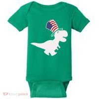 American T-Rex Dinosaur USA Flag Baby Bodysuit thumb 0