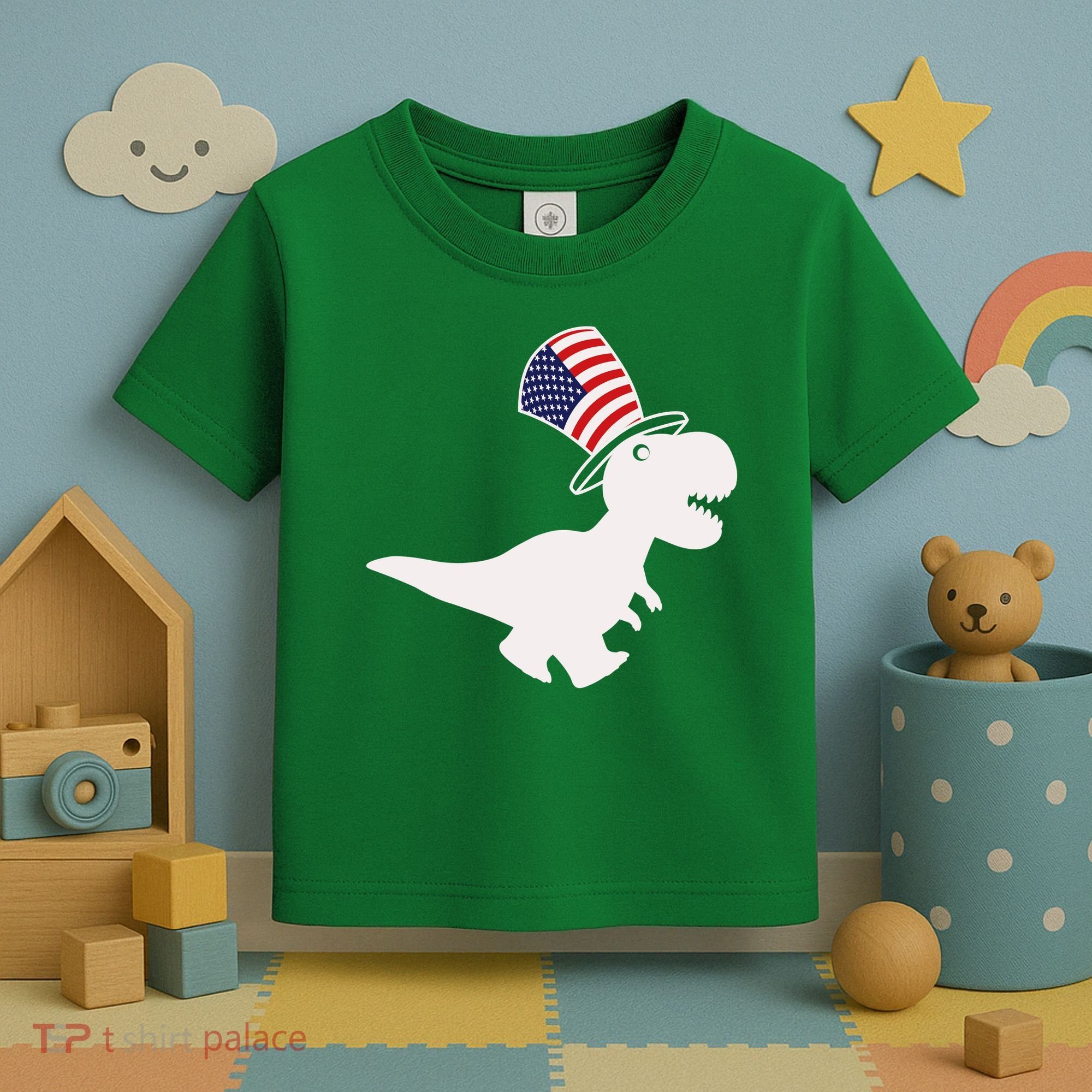 American T-Rex Dinosaur USA Flag Toddler T-Shirt