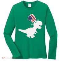 American T-Rex Dinosaur USA Flag Women's Long Sleeve Shirt thumb 0
