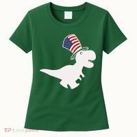 American T-Rex Dinosaur USA Flag Women's T-Shirt thumb 0