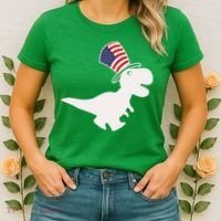 American T-Rex Dinosaur USA Flag Women's T-Shirt thumb 2