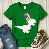 American T-Rex Dinosaur USA Flag Women's T-Shirt thumb 3
