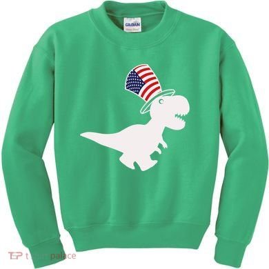 American T-Rex Dinosaur USA Flag Kids Sweatshirt
