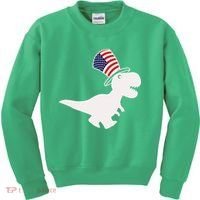 American T-Rex Dinosaur USA Flag Kids Sweatshirt thumb 0