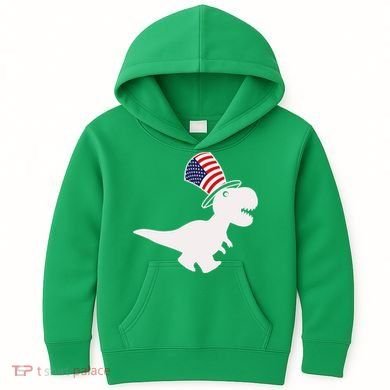 American T-Rex Dinosaur USA Flag Kids Hoodie