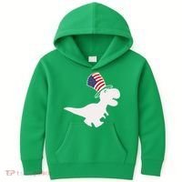 American T-Rex Dinosaur USA Flag Kids Hoodie thumb 0