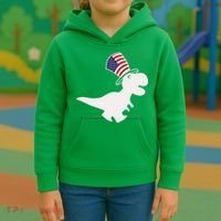 American T-Rex Dinosaur USA Flag Kids Hoodie thumb 3