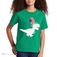 American T-Rex Dinosaur USA Flag Kids T-Shirt thumb 2