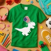 American T-Rex Dinosaur USA Flag Kids T-Shirt thumb 3
