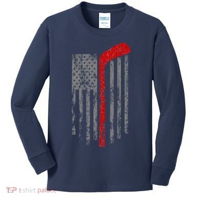 American Team Hockey USA Flag Kids Long Sleeve Shirt