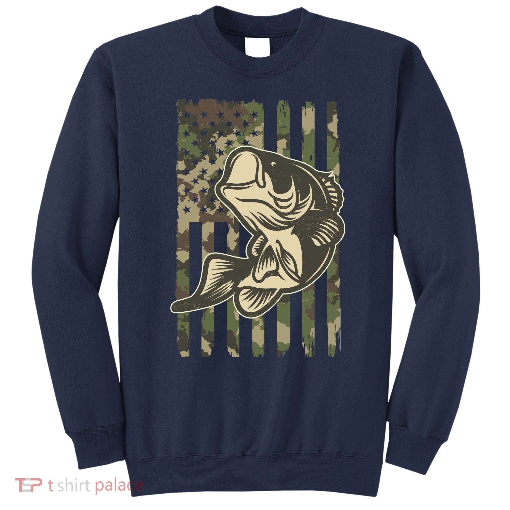 American US Camouflage Flag Bass Fishing Sweatshirt