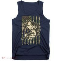 American US Camouflage Flag Bass Fishing Tank Top thumb 0