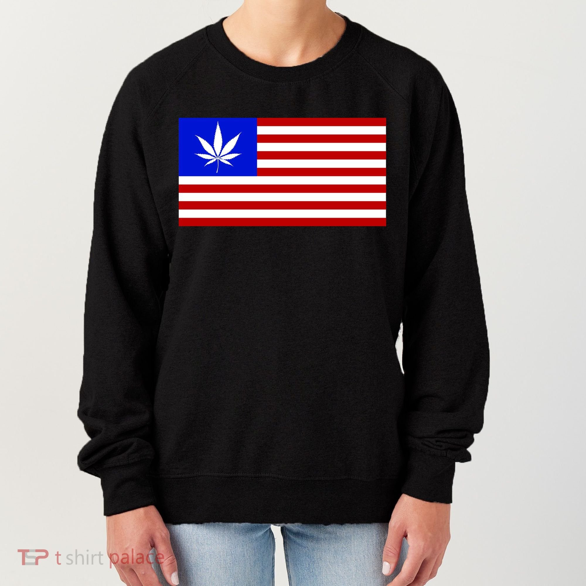 American USA Weed Flag Women's Sweatshirt