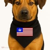 American USA Weed Flag USA-Made Doggie Bandana thumb 1