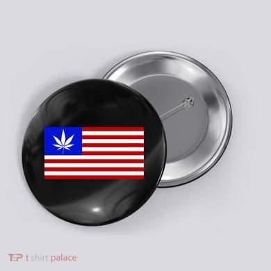 American USA Weed Flag Button