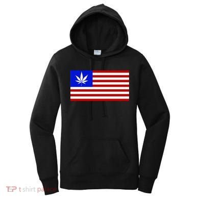 American USA Weed Flag Women's Hoodie