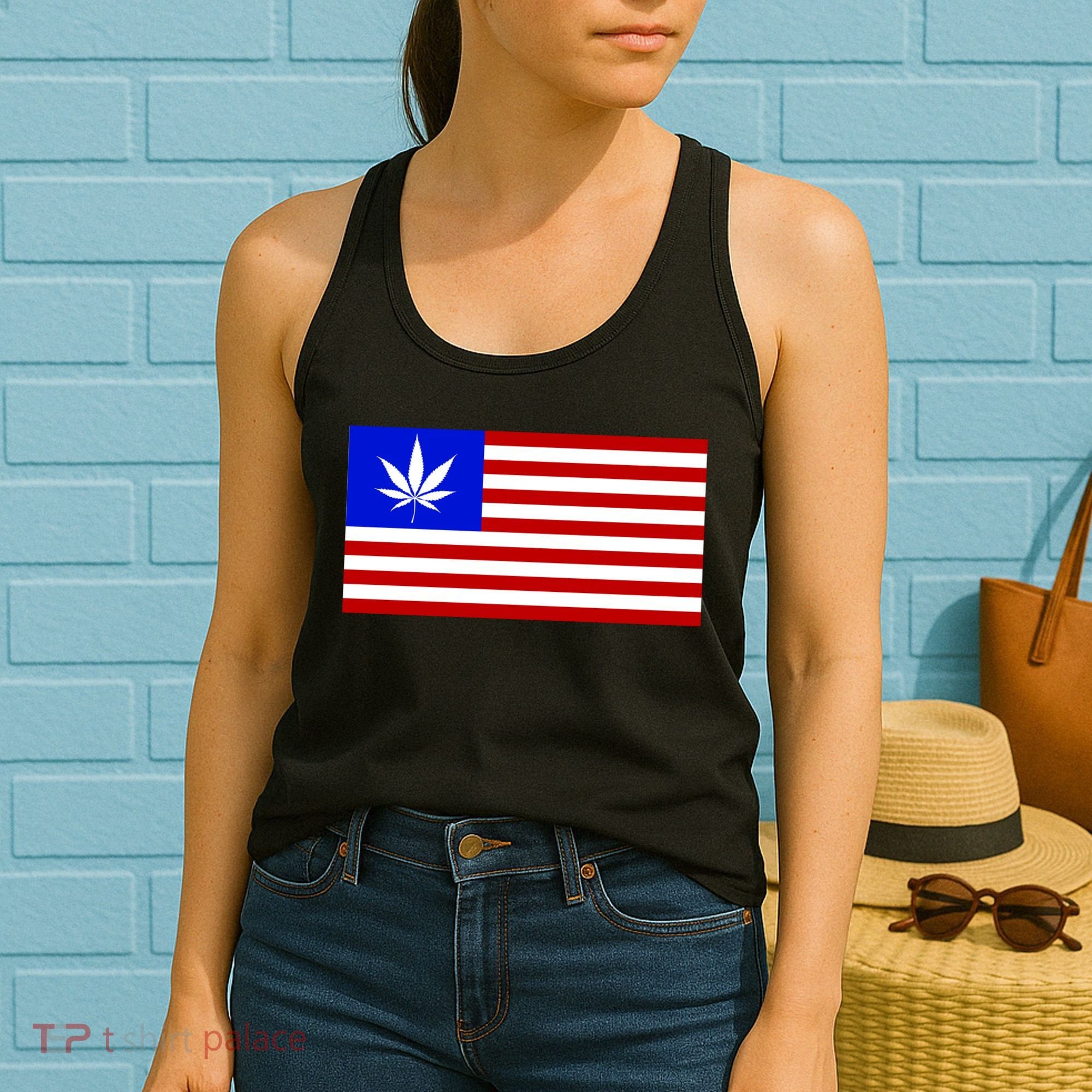American USA Weed Flag Women's Tank Top