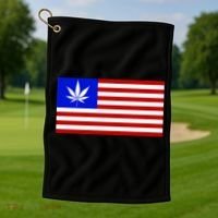 American USA Weed Flag Golf Towel thumb 1