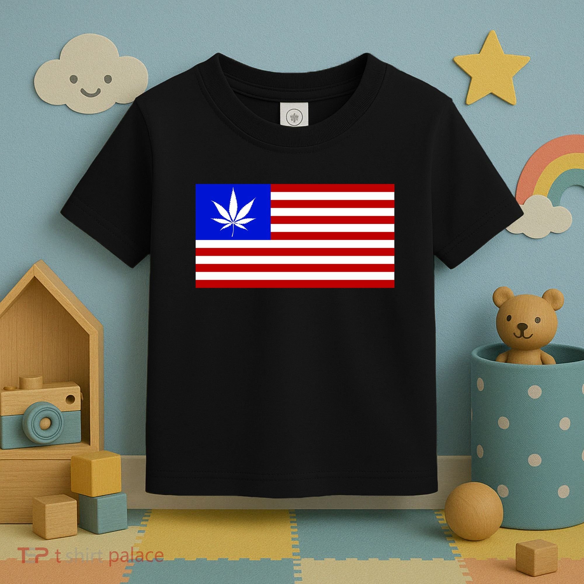 American USA Weed Flag Toddler T-Shirt