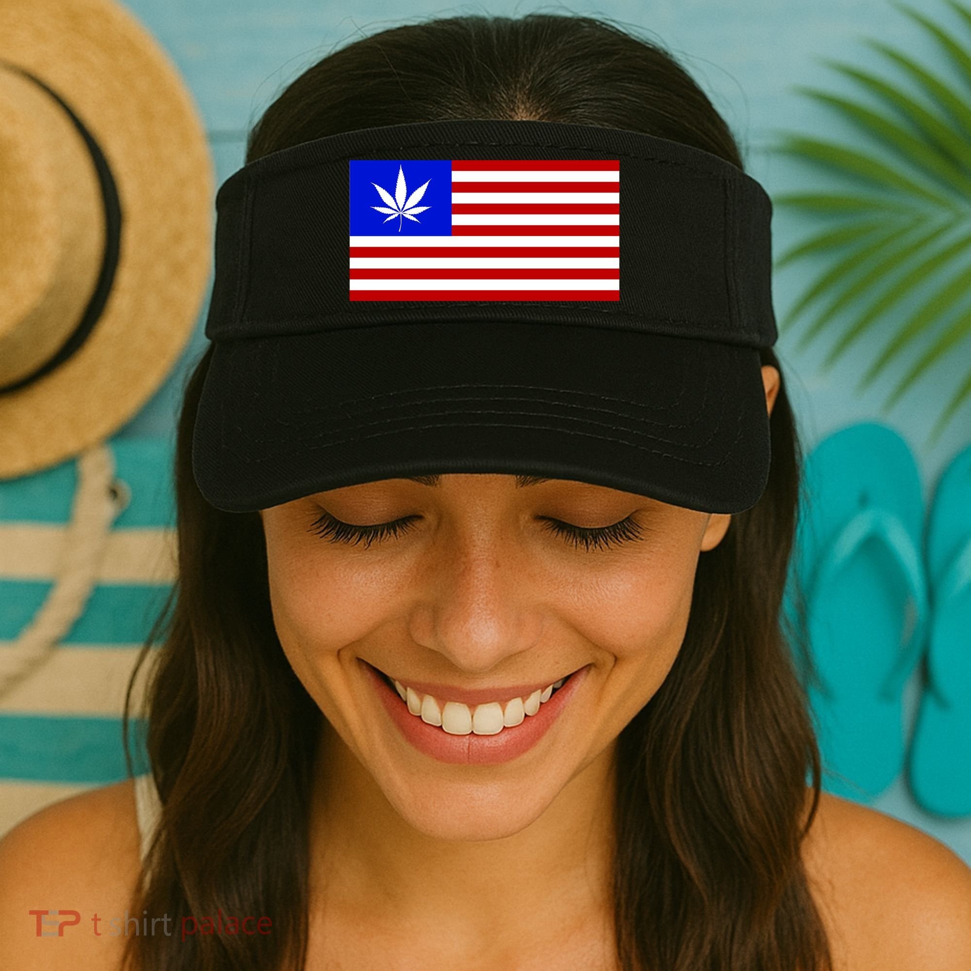 American USA Weed Flag Visor