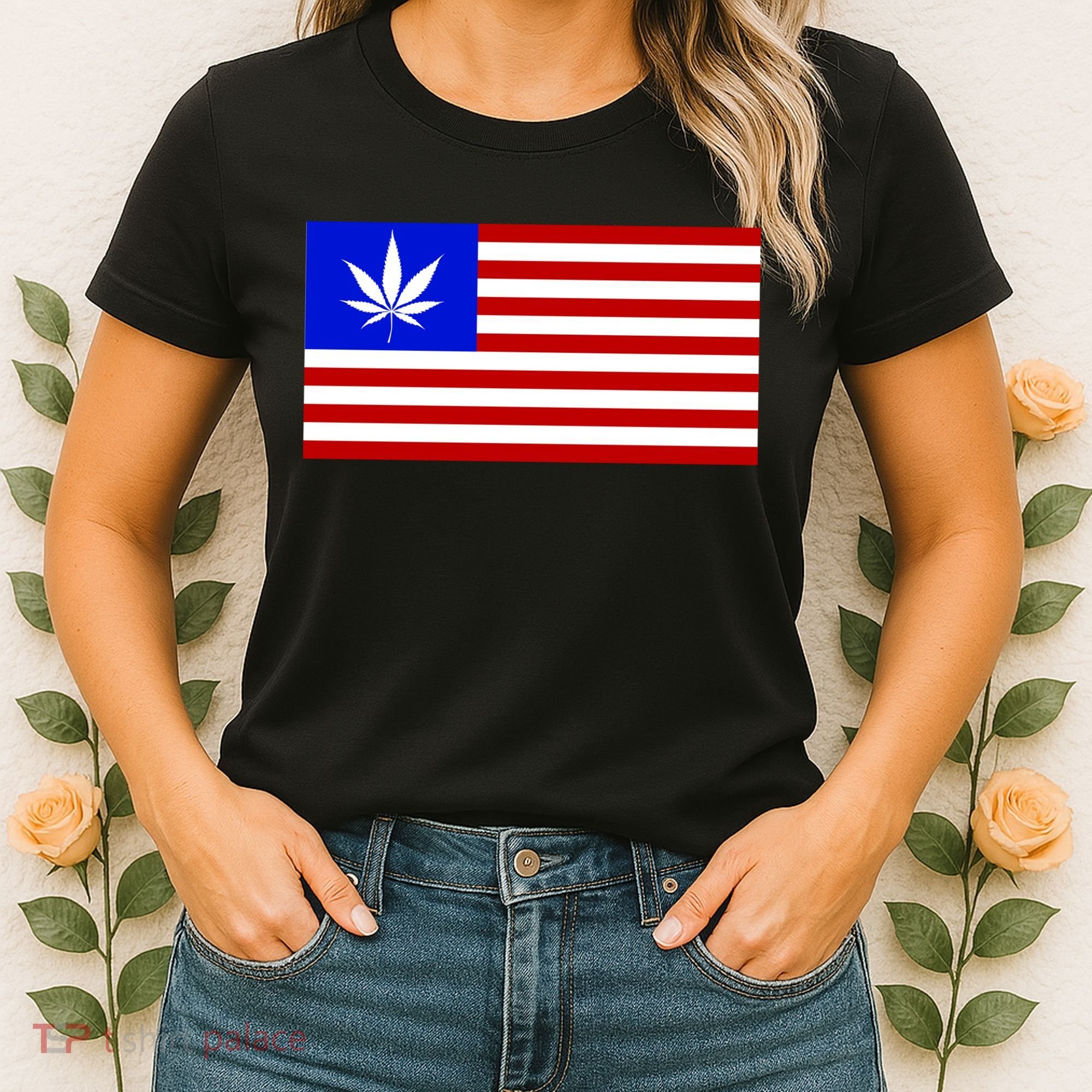 American USA Weed Flag Women's T-Shirt