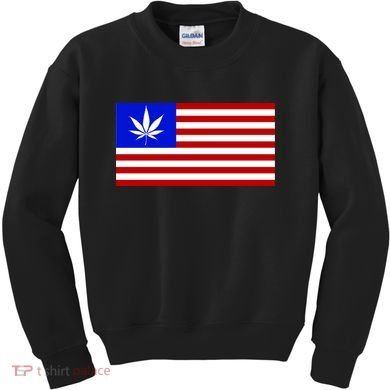 American USA Weed Flag Kids Sweatshirt