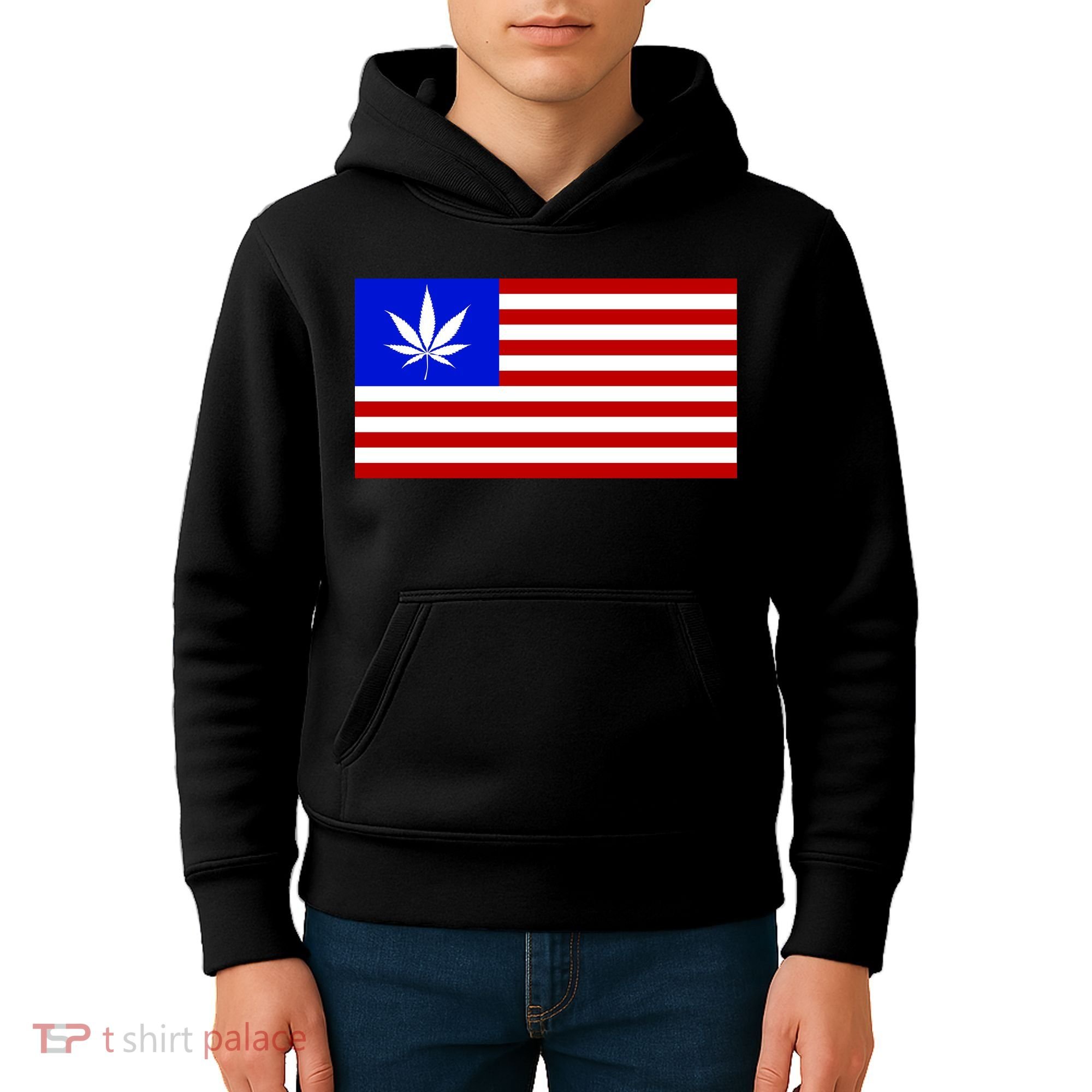 American USA Weed Flag Kids Hoodie