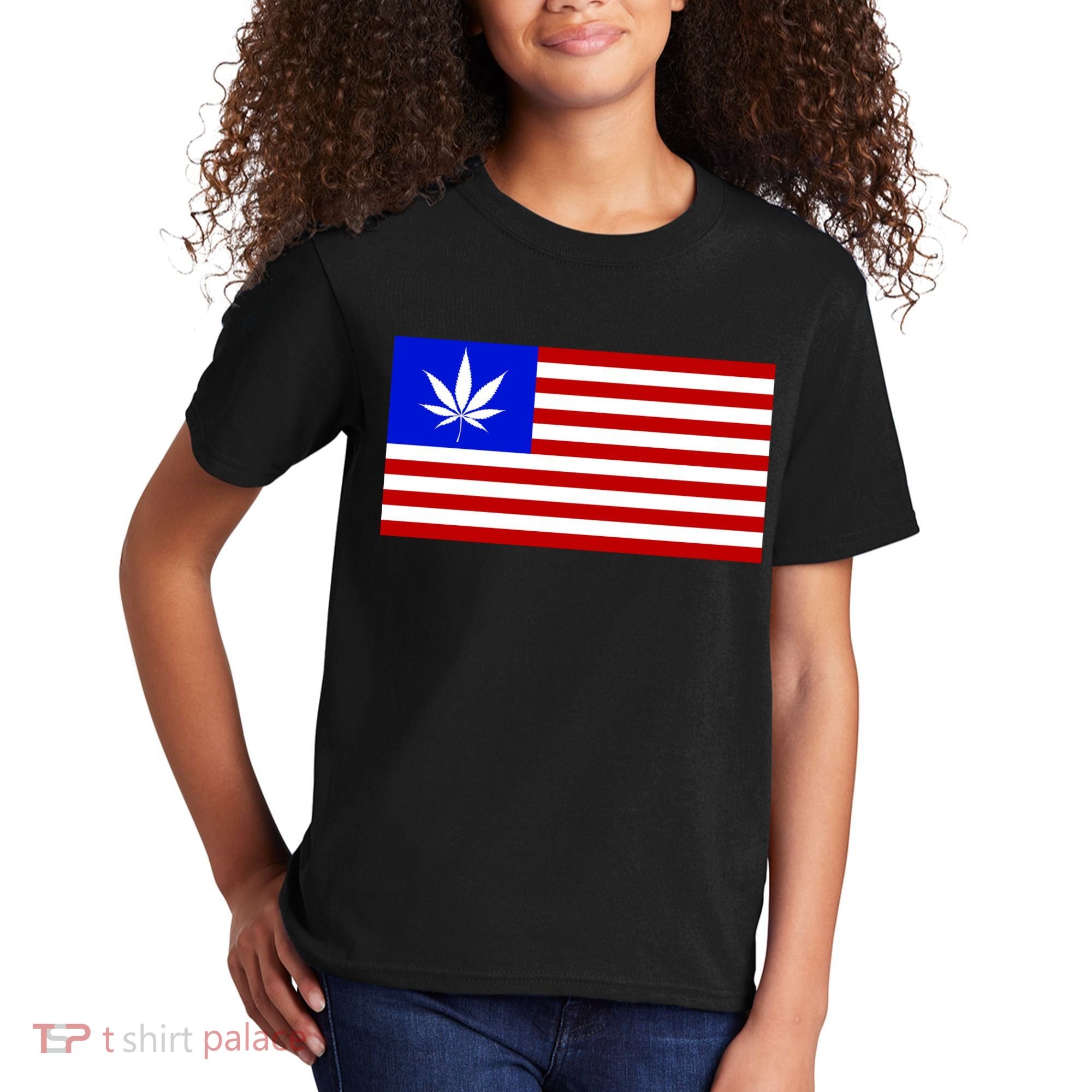 American USA Weed Flag Kids T-Shirt