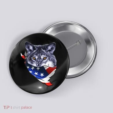 American Wolf USA Bandanna Button
