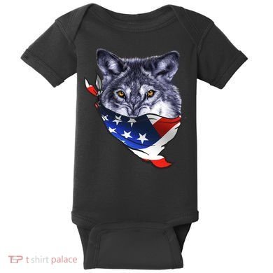 American Wolf USA Bandanna Baby Bodysuit