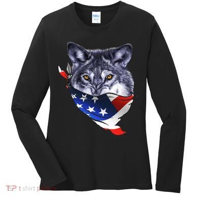 American Wolf USA Bandanna Women's Long Sleeve Shirt