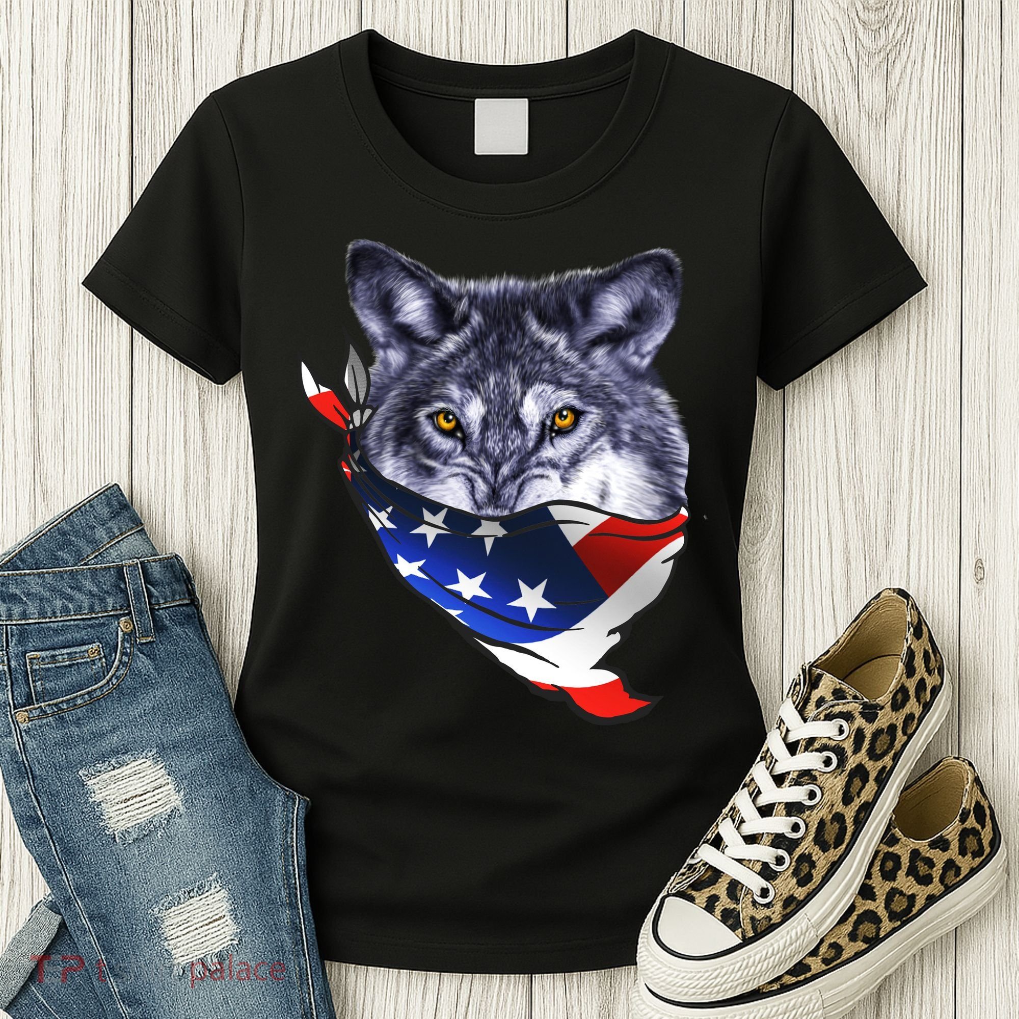 American Wolf USA Bandanna Women's T-Shirt