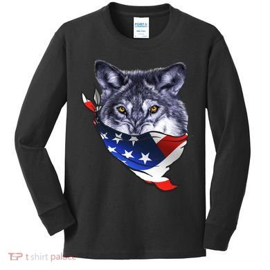 American Wolf USA Bandanna Kids Long Sleeve Shirt