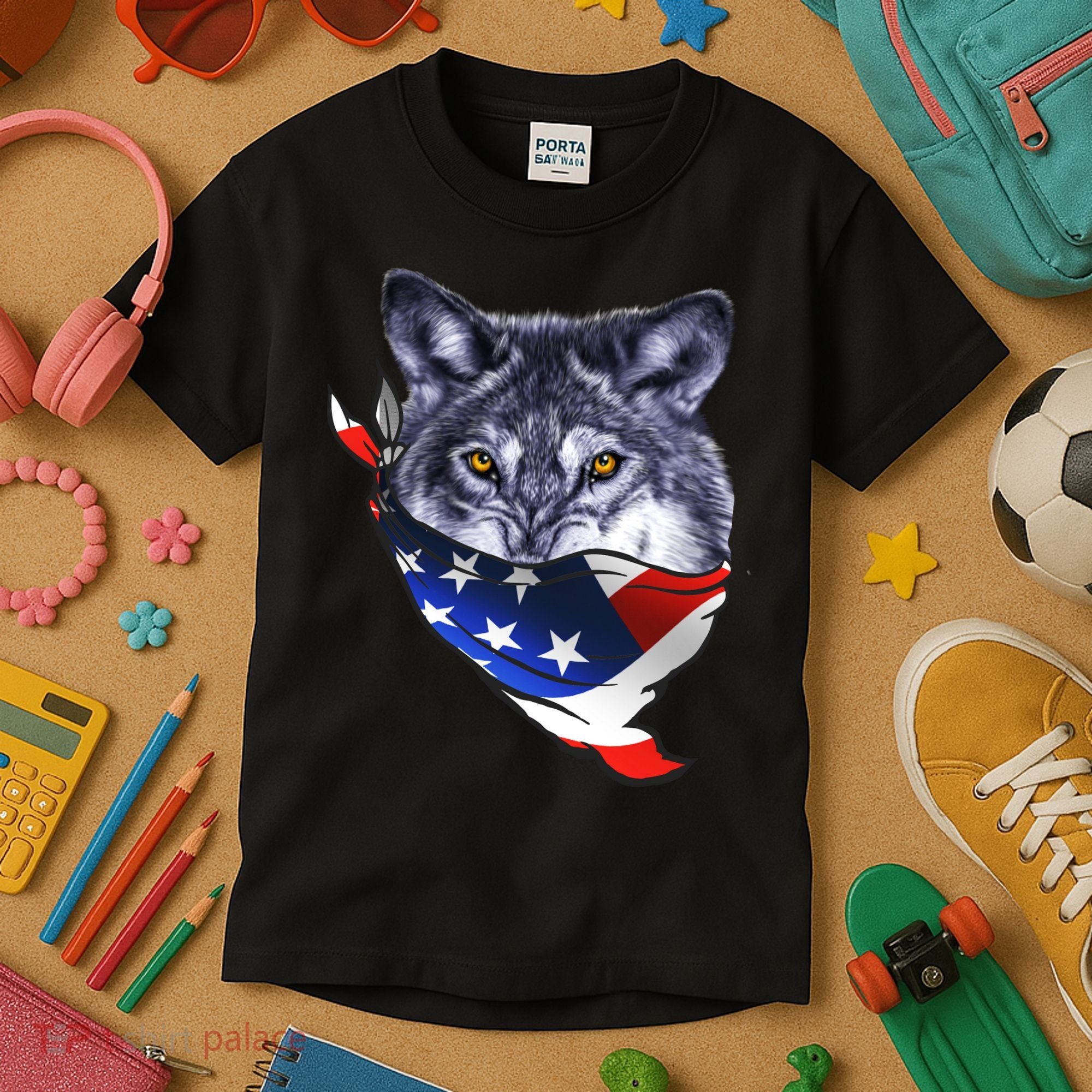 American Wolf USA Bandanna Kids T-Shirt