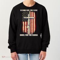 Americans Stand For The Flag Kneel For The Cross Women's Sweatshirt thumb 0