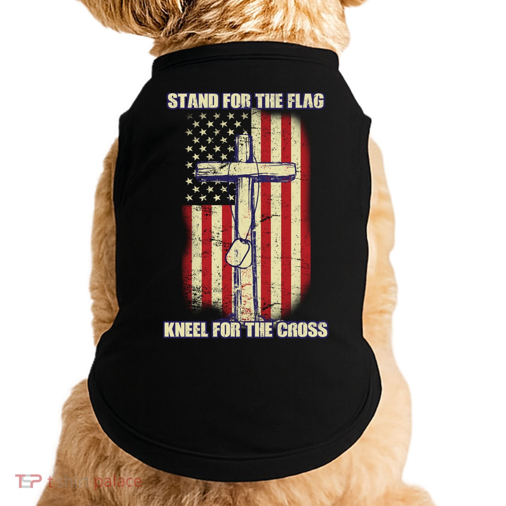 Americans Stand For The Flag Kneel For The Cross Doggie Tank