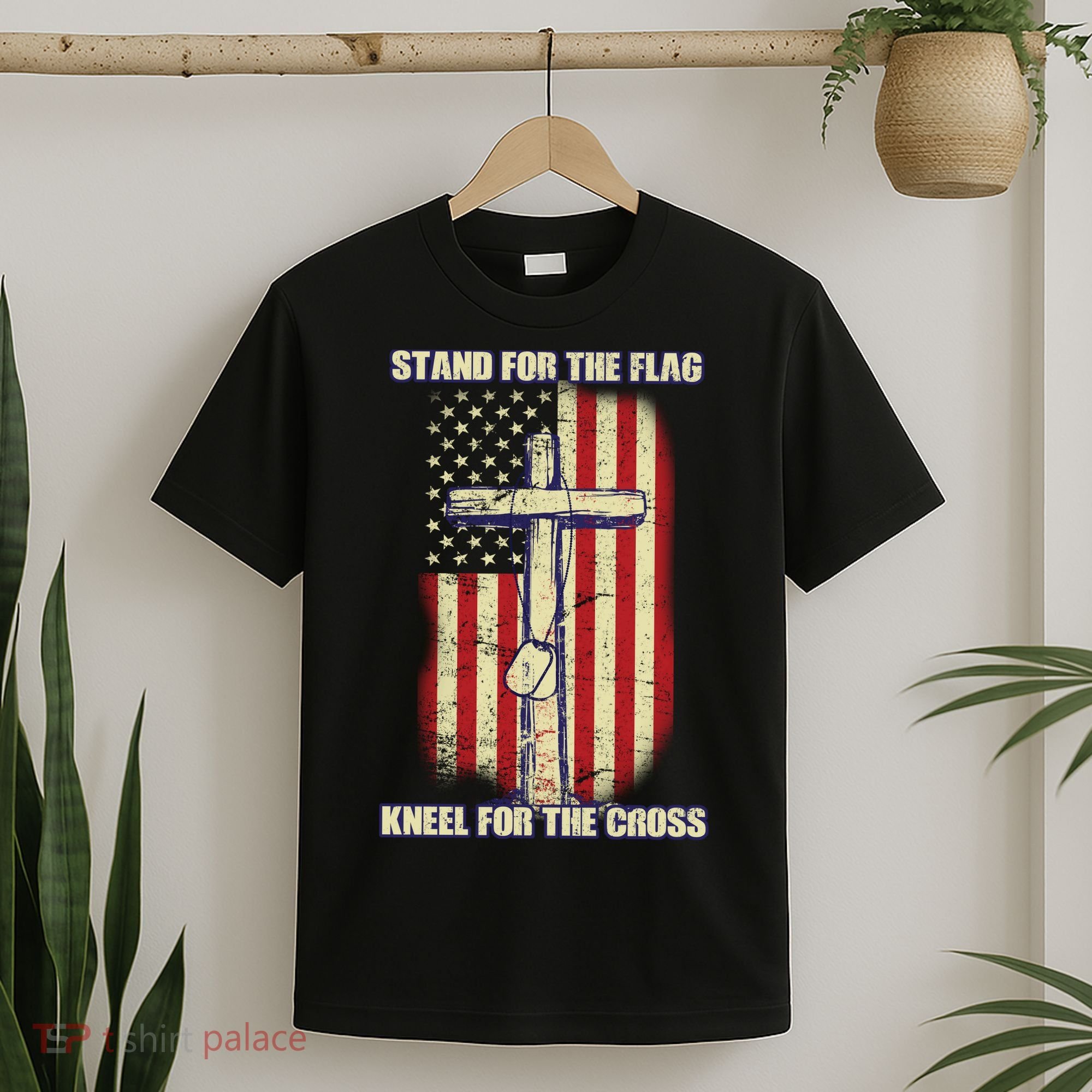Americans Stand For The Flag Kneel For The Cross T-Shirt