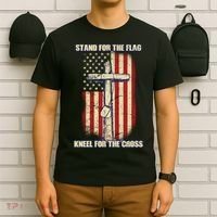 Americans Stand For The Flag Kneel For The Cross T-Shirt thumb 6