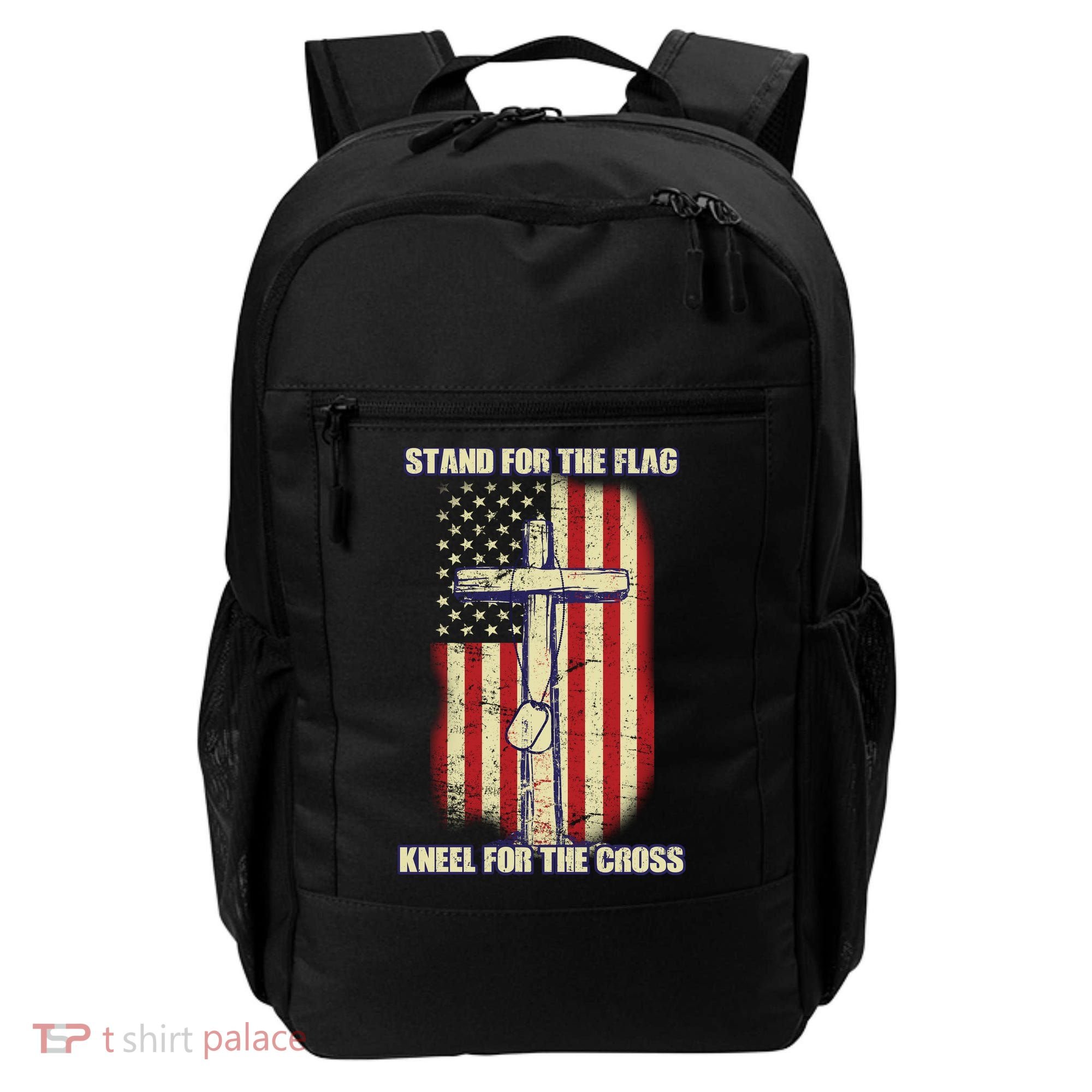 Americans Stand For The Flag Kneel For The Cross Backpack