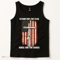 Americans Stand For The Flag Kneel For The Cross Tank Top thumb 2