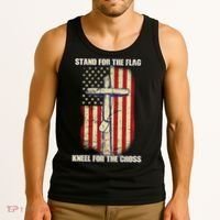 Americans Stand For The Flag Kneel For The Cross Tank Top thumb 3