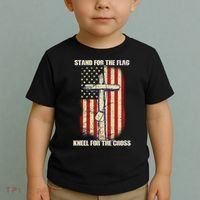 Americans Stand For The Flag Kneel For The Cross Toddler T-Shirt thumb 2